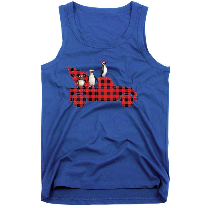 Penguin Riding Red Pajama Tree Truck Funny Penguin Christmas Gift Tank Top