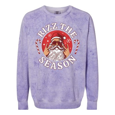 Punk Rock Retro Rizz The Season Funny Santa Clause Rizzler Colorblast Crewneck Sweatshirt