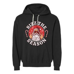 Punk Rock Retro Rizz The Season Funny Santa Clause Rizzler Garment-Dyed Fleece Hoodie