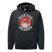 Punk Rock Retro Rizz The Season Funny Santa Clause Rizzler Performance Fleece Hoodie