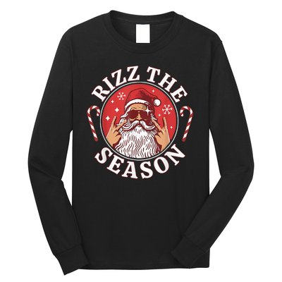 Punk Rock Retro Rizz The Season Funny Santa Clause Rizzler Long Sleeve Shirt