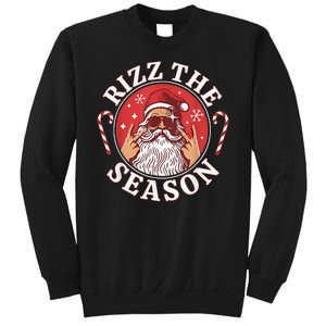 Punk Rock Retro Rizz The Season Funny Santa Clause Rizzler Sweatshirt