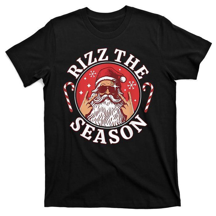 Punk Rock Retro Rizz The Season Funny Santa Clause Rizzler T-Shirt