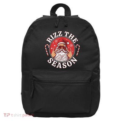 Punk Rock Retro Rizz The Season Funny Santa Clause Rizzler 16 in Basic Backpack