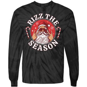 Punk Rock Retro Rizz The Season Funny Santa Clause Rizzler Tie-Dye Long Sleeve Shirt