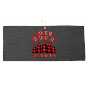 Plaid Retro Rockin Around The Christmas Tree Great Gift Large Microfiber Waffle Golf Towel