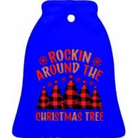 Plaid Retro Rockin Around The Christmas Tree Great Gift Ceramic Bell Ornament