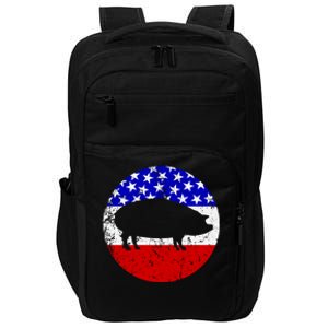 Pig Roast Retro Style Bbq Cookout American Flag Cute Gift Impact Tech Backpack