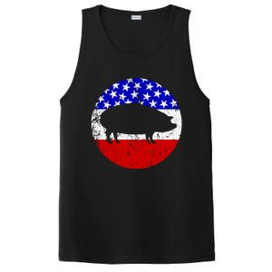 Pig Roast Retro Style Bbq Cookout American Flag Cute Gift PosiCharge Competitor Tank