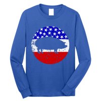 Pig Roast Retro Style Bbq Cookout American Flag Cute Gift Long Sleeve Shirt