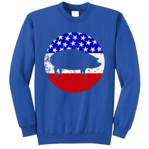 Pig Roast Retro Style Bbq Cookout American Flag Cute Gift Sweatshirt