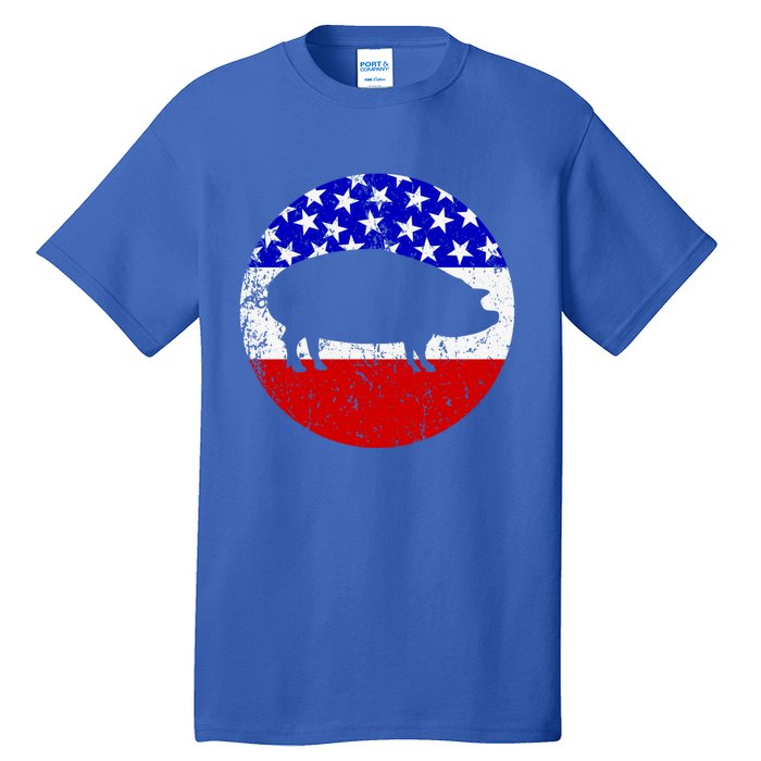 Pig Roast Retro Style Bbq Cookout American Flag Cute Gift Tall T-Shirt