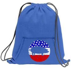 Pig Roast Retro Style Bbq Cookout American Flag Cute Gift Sweatshirt Cinch Pack Bag