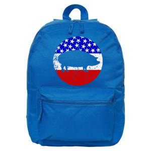 Pig Roast Retro Style Bbq Cookout American Flag Cute Gift 16 in Basic Backpack