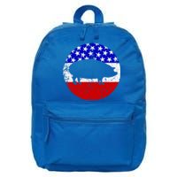 Pig Roast Retro Style Bbq Cookout American Flag Cute Gift 16 in Basic Backpack