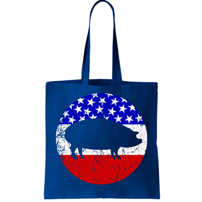 Pig Roast Retro Style Bbq Cookout American Flag Cute Gift Tote Bag