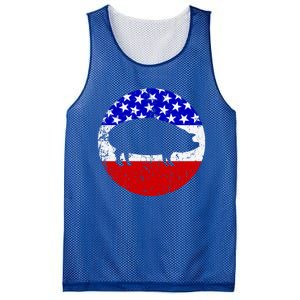 Pig Roast Retro Style Bbq Cookout American Flag Cute Gift Mesh Reversible Basketball Jersey Tank