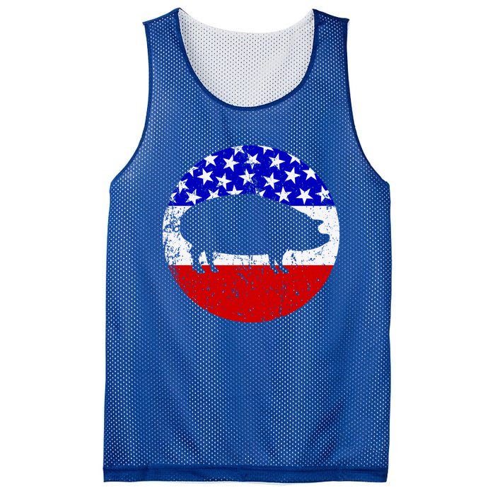 Pig Roast Retro Style Bbq Cookout American Flag Cute Gift Mesh Reversible Basketball Jersey Tank