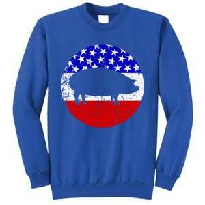 Pig Roast Retro Style Bbq Cookout American Flag Cute Gift Tall Sweatshirt