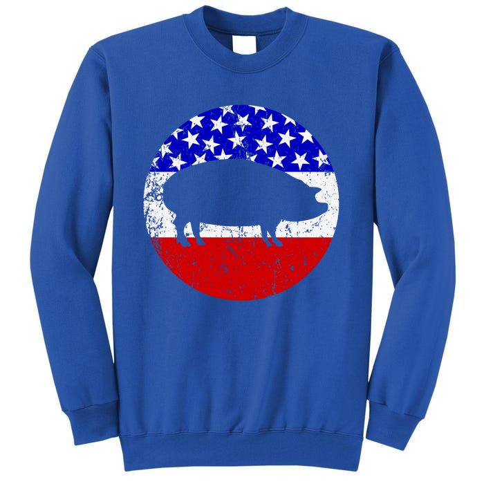 Pig Roast Retro Style Bbq Cookout American Flag Cute Gift Tall Sweatshirt