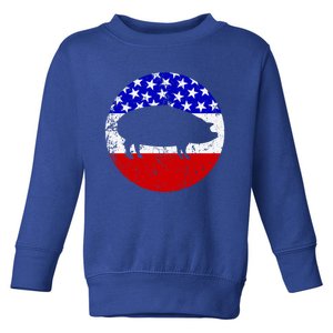 Pig Roast Retro Style Bbq Cookout American Flag Cute Gift Toddler Sweatshirt