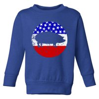 Pig Roast Retro Style Bbq Cookout American Flag Cute Gift Toddler Sweatshirt