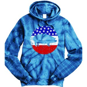 Pig Roast Retro Style Bbq Cookout American Flag Cute Gift Tie Dye Hoodie