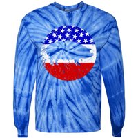 Pig Roast Retro Style Bbq Cookout American Flag Cute Gift Tie-Dye Long Sleeve Shirt