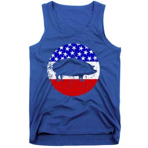 Pig Roast Retro Style Bbq Cookout American Flag Cute Gift Tank Top