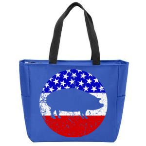 Pig Roast Retro Style Bbq Cookout American Flag Cute Gift Zip Tote Bag