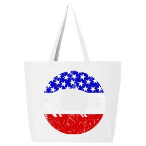 Pig Roast Retro Style Bbq Cookout American Flag Cute Gift 25L Jumbo Tote