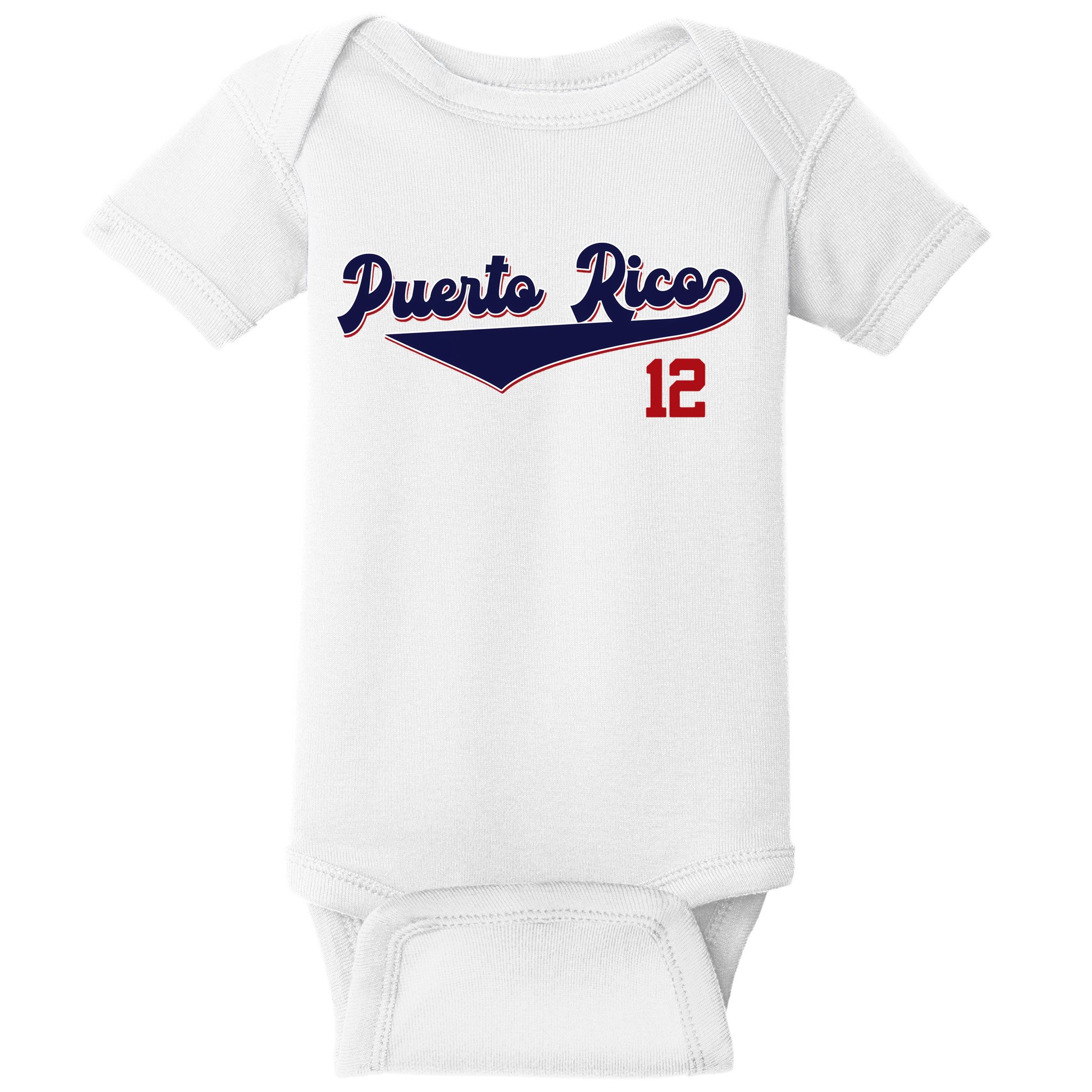 Puerto Rico Retro Baseball Baby Bodysuit