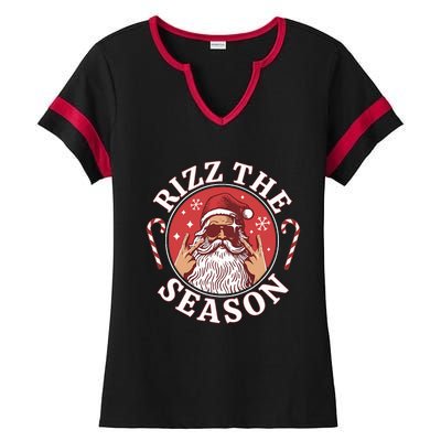 Punk Rock Retro Rizz The Season Funny Santa Clause Rizzler Ladies Halftime Notch Neck Tee