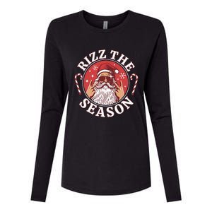 Punk Rock Retro Rizz The Season Funny Santa Clause Rizzler Womens Cotton Relaxed Long Sleeve T-Shirt