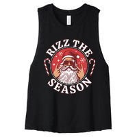 Punk Rock Retro Rizz The Season Funny Santa Clause Rizzler Women's Racerback Cropped Tank