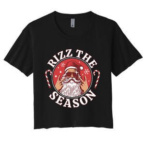 Punk Rock Retro Rizz The Season Funny Santa Clause Rizzler Women's Crop Top Tee