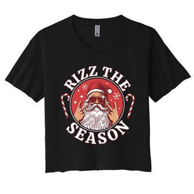 Punk Rock Retro Rizz The Season Funny Santa Clause Rizzler Women's Crop Top Tee