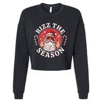 Punk Rock Retro Rizz The Season Funny Santa Clause Rizzler Cropped Pullover Crew