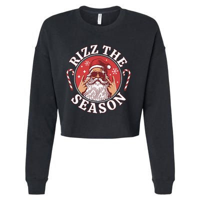 Punk Rock Retro Rizz The Season Funny Santa Clause Rizzler Cropped Pullover Crew