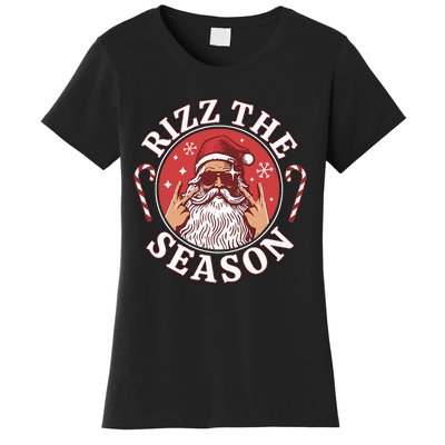 Punk Rock Retro Rizz The Season Funny Santa Clause Rizzler Women's T-Shirt