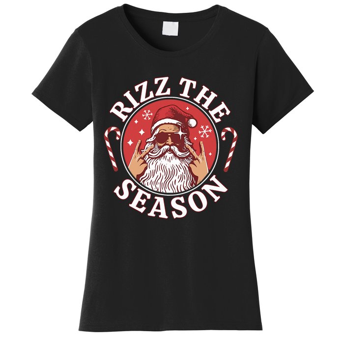 Punk Rock Retro Rizz The Season Funny Santa Clause Rizzler Women's T-Shirt