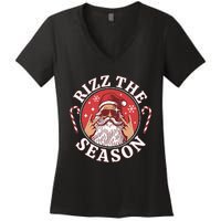 Punk Rock Retro Rizz The Season Funny Santa Clause Rizzler Women's V-Neck T-Shirt