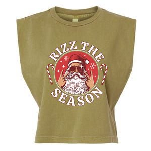 Punk Rock Retro Rizz The Season Funny Santa Clause Rizzler Garment-Dyed Women's Muscle Tee