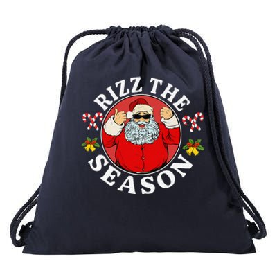 Punk Rock Retro Rizz The Season Funny Santa Clause Rizzler Drawstring Bag