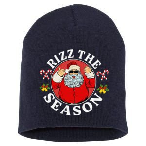 Punk Rock Retro Rizz The Season Funny Santa Clause Rizzler Short Acrylic Beanie