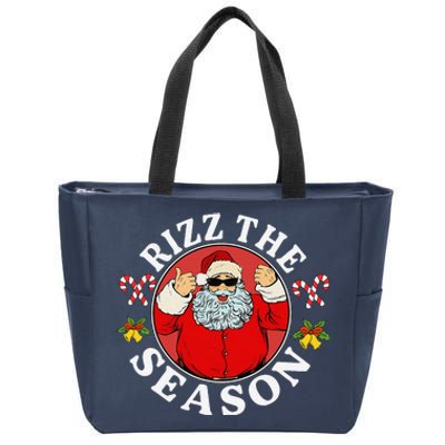 Punk Rock Retro Rizz The Season Funny Santa Clause Rizzler Zip Tote Bag