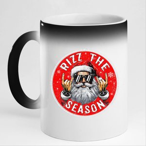 Punk Rock Retro Rizz The Season Funny Santa Clause Rizzler 11oz Black Color Changing Mug