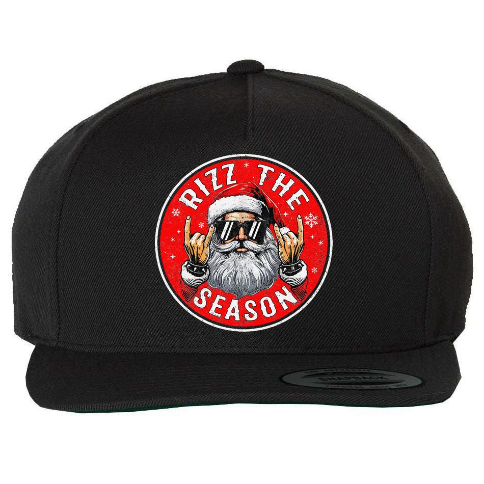 Punk Rock Retro Rizz The Season Funny Santa Clause Rizzler Wool Snapback Cap