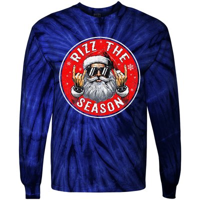 Punk Rock Retro Rizz The Season Funny Santa Clause Rizzler Tie-Dye Long Sleeve Shirt