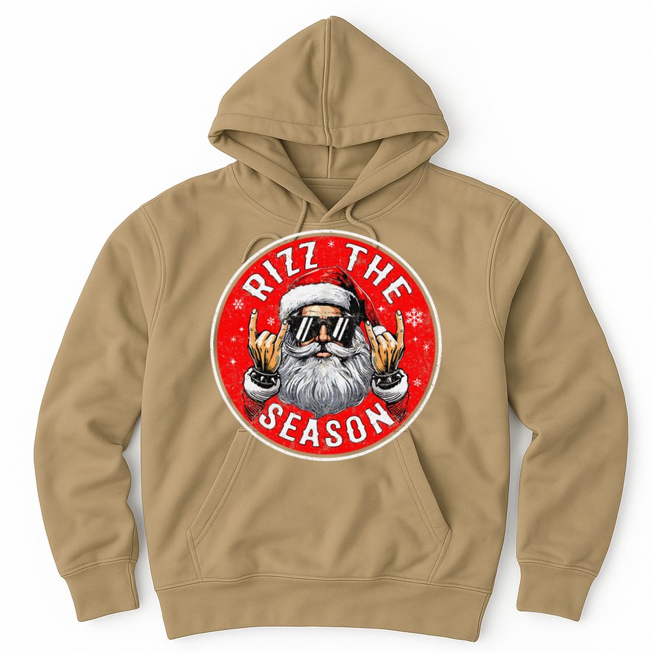 Punk Rock Retro Rizz The Season Funny Santa Clause Rizzler Hoodie